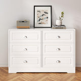 Dresser for Bedroom with 6 Drawers, White Double Dresser & Chest of Drawers Wooden