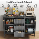 Storage Cabinet Fluted Sideboard Buffet Cabinet with 2 Doors and 3 Drawers