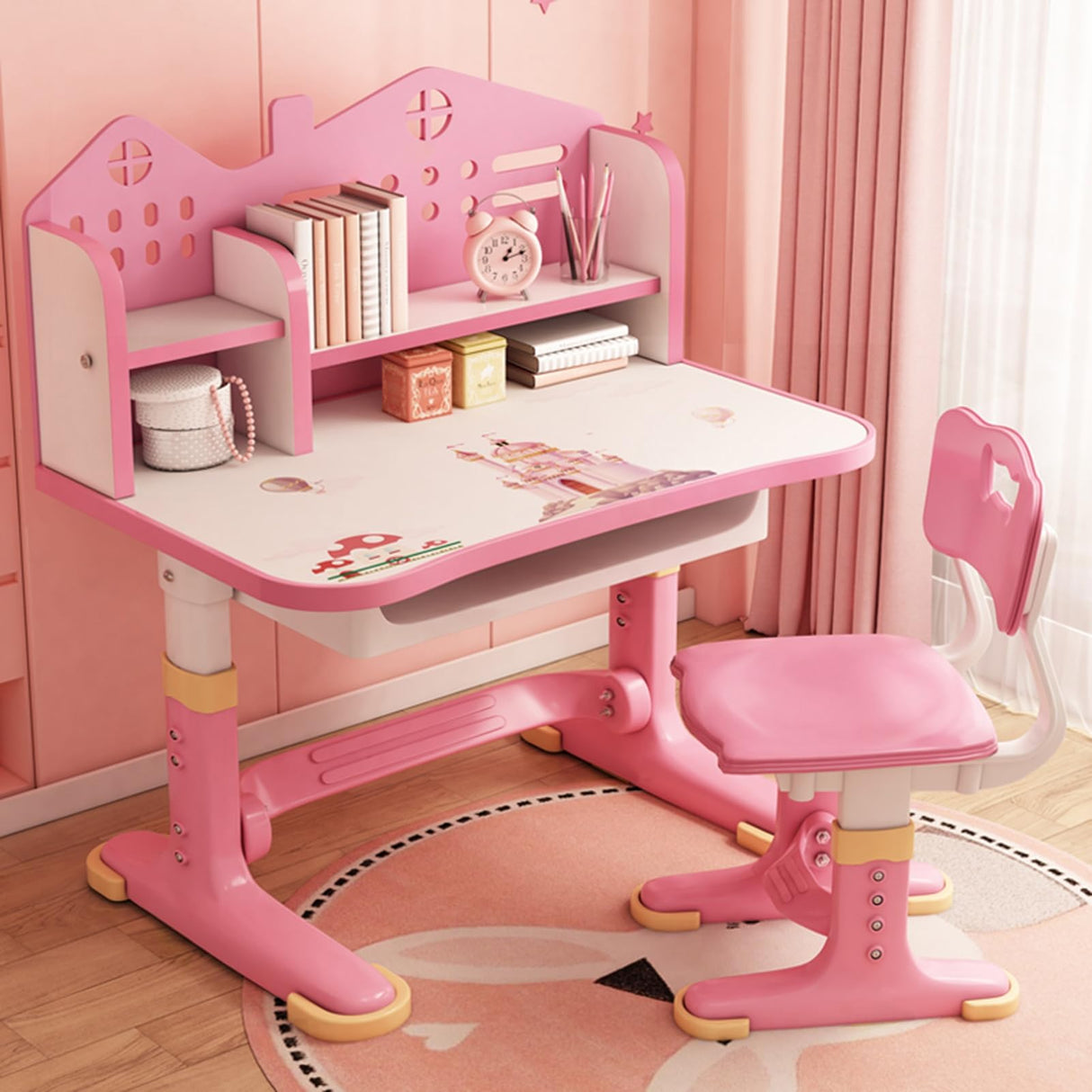 Functional Desk and Chair Set, Study Desk for Children with Chair, Kids Desk and Chair Set,