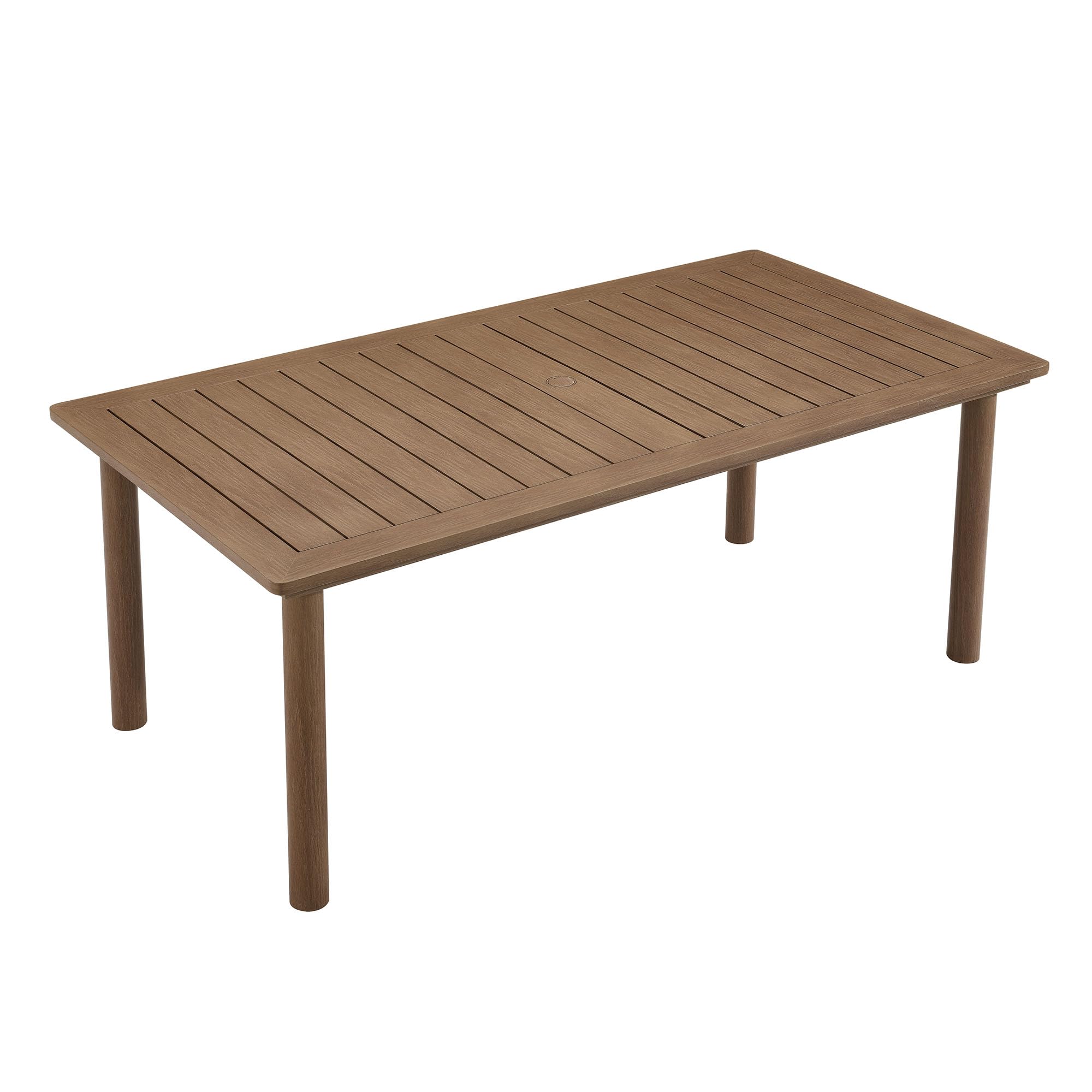 Parkland 76 Inch Outdoor Aluminum Rectangular Dining Table in Walnut —