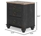 Nanforth Retro 2 Drawer Nightstand with USB Ports, Gray & Light Brown