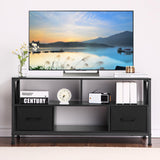 50 inch TV, Entertainment Center with Fabric Drawers, Entertainment Stand with Open