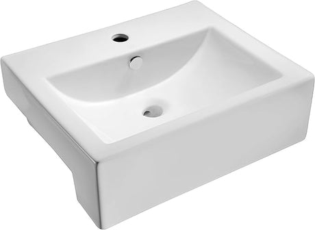 Vitruvius Polished Glossy White Ceramic Rectangular Vessel Sink for Bathroom