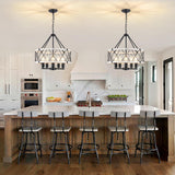 5-Light Farmhouse Chandelier for Dining Room, Rustic Wood Chandelier for Over Table