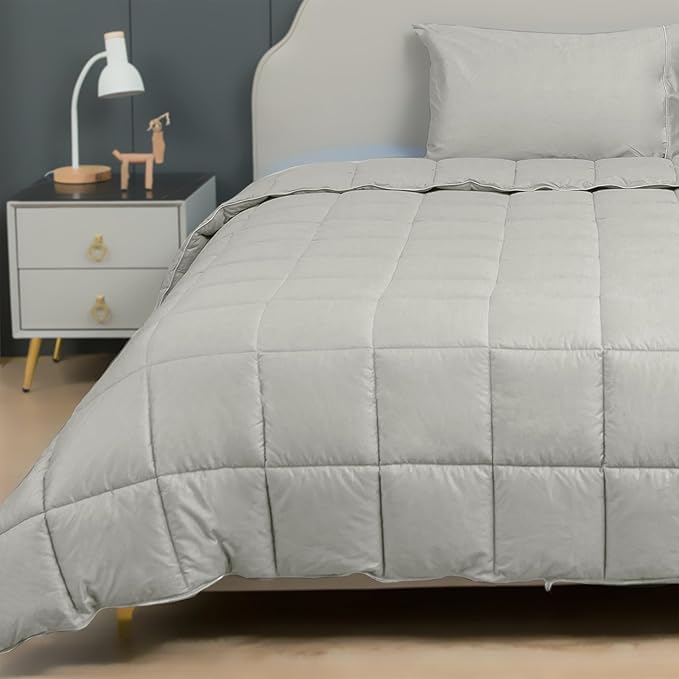 100% Cotton Shell Twin/Twin XL Summer Duvet Insert, White Down Alternative Cotton