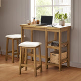 Kelly Solid Wood Counter Table Set with 2 Boucle Stools, 3-Piece Dining Table Set for 2,