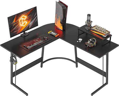 L Shaped Gaming Desk Computer Office Desk with Carbon Fiber Surface, 47 inch Corner