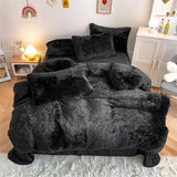 Faux Fur Tie-Dyed Black White Gray Colorful Comforter Cover Duvet Cover Queen