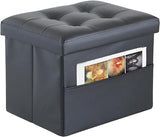 Ottoman Storage Ottoman Footrest with Side Pocket Folding Ottoman