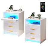 Nightstand Set of 2 with Wireless Charging Station