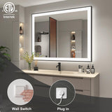 44x32 LED Bathroom Mirrors with Black Trim Wall Mounted, Lighted Vanity Mirrors