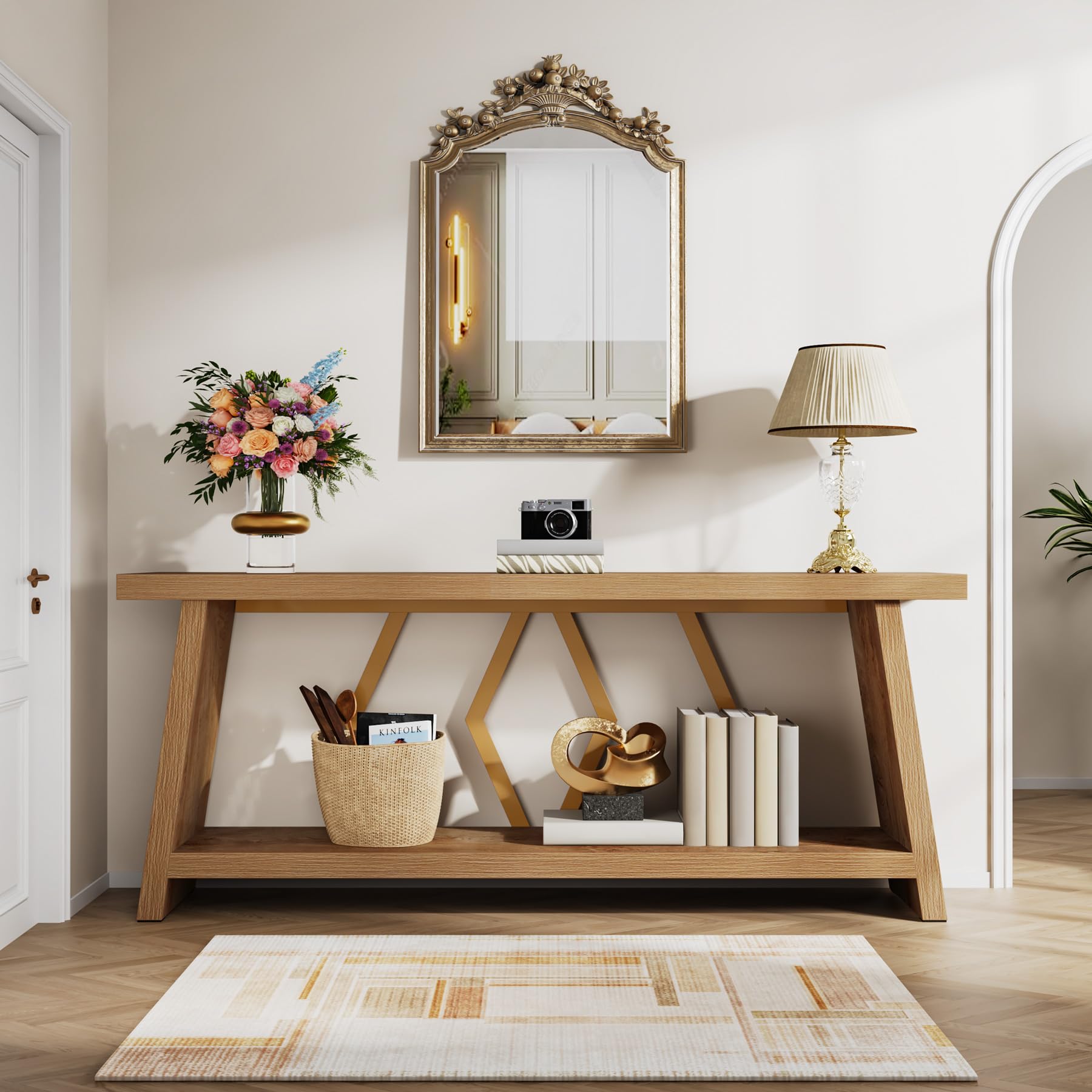 70.86-Inch Long Sofa Console Table with Storage
