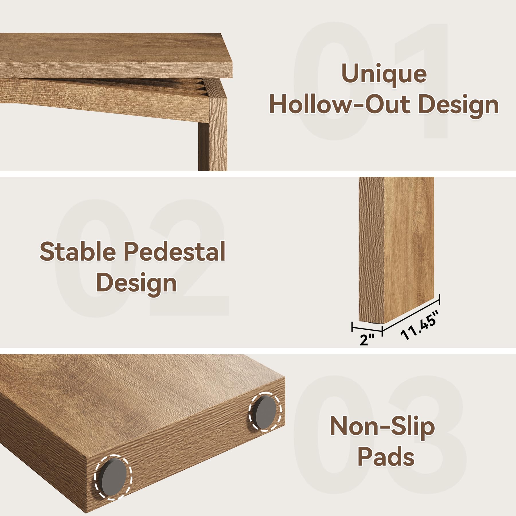 63-Inch Farmhouse Console Table - Natural Brown Wood