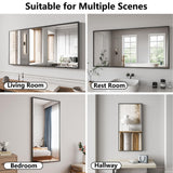 24x48 Black Bathroom Mirror - Shatterproof Tempered Glass Wall Mirror
