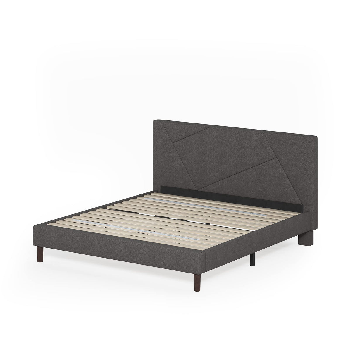 Judy Upholstered Platform Bed Frame / Mattress Foundation / Wood Slat Support / No Box