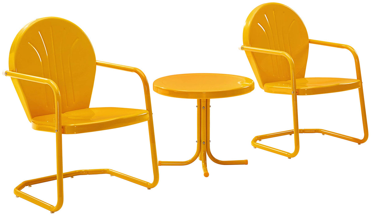 Griffith 3-Piece Outdoor Chair and Side Table Set, Retro Metal Bistro Patio Sets