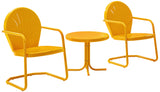 Griffith 3-Piece Outdoor Chair and Side Table Set, Retro Metal Bistro Patio Sets