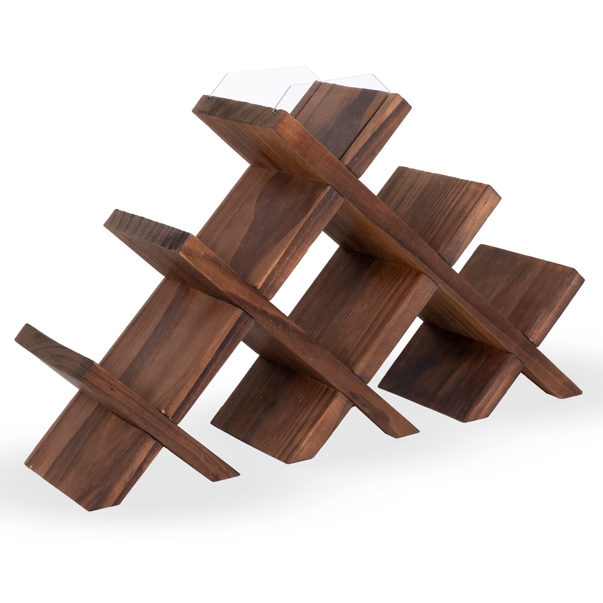 Alella Countertop Wood Wine Rack for 8 Bottles Holder and Cork Storage Tabletop