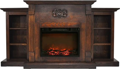 Sanoma 72'' Electric Multi Color LED Fireplace with Charred Log Insert