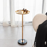 Gold Small End Table Pedestal Table for Decorative Display and Storage