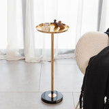 Gold Small End Table Pedestal Table for Decorative Display and Storage