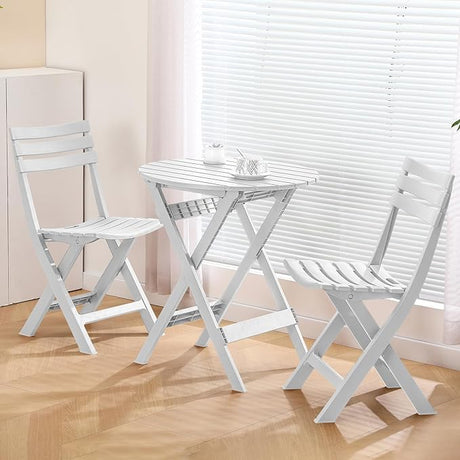 Folding Bistro Set Foldable Outdoor Cafe Table and Chairs for 2 Small Furniture