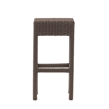 Milton Outdoor Wicker Backless Bar Stools, 2-Pcs Set, Dark Brown