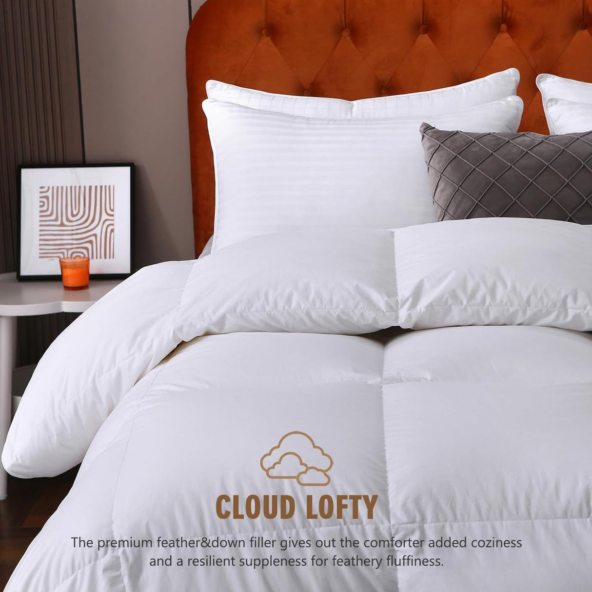 DWR Organic Cotton Feathers Down Duvet Insert King | All-Seasons Down Comforter | Ultra-Soft 750 Fill-Power Medium Warmth Hotel-Style Comforter Insert with Ties (106x90 Inches, White)