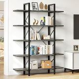 5 Tier Bookshelf, 70.9" Tall Industrial Bookcase, Wide Open Display Storage Book Shelf