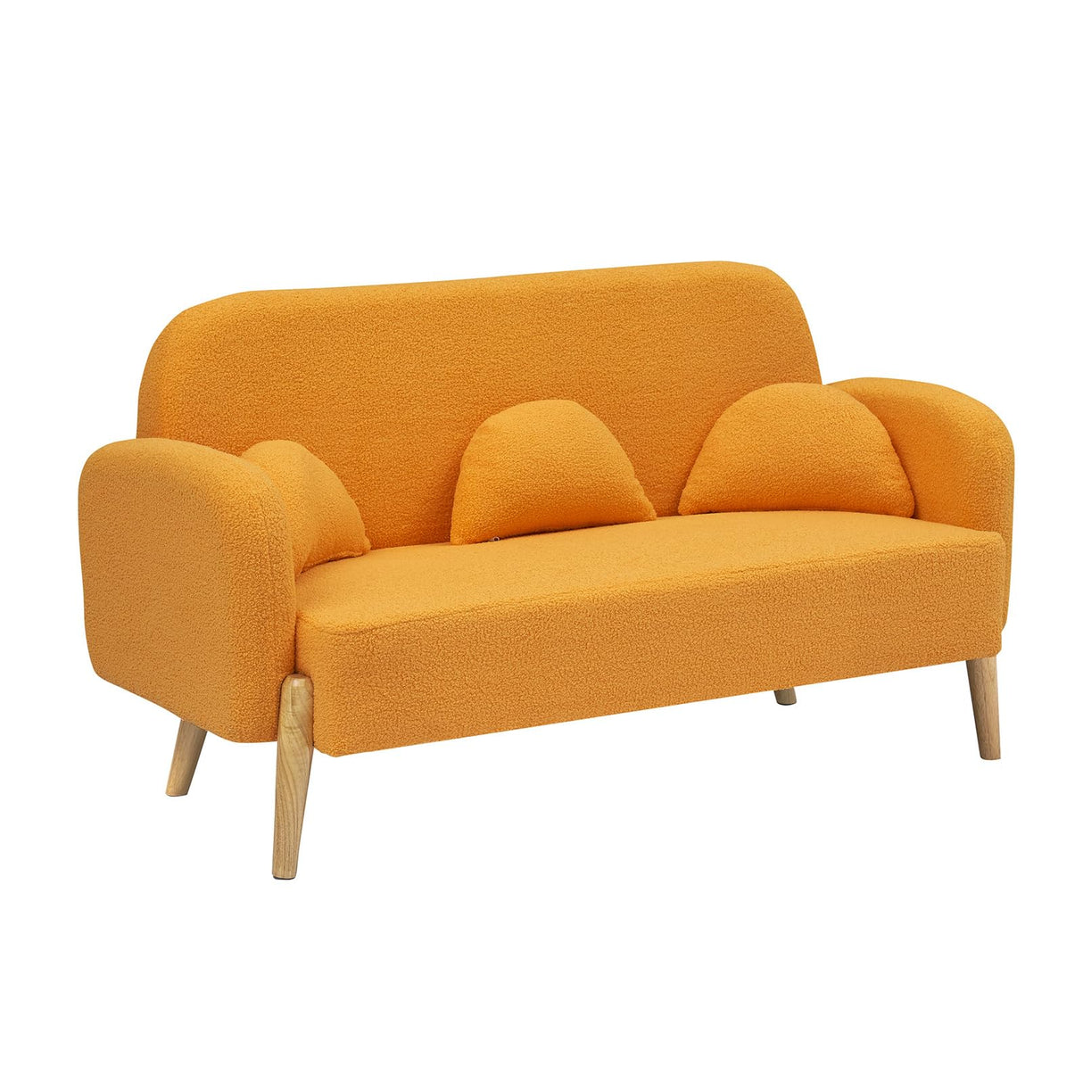 Sectional Couch Sofa with 3 Lumbar Pillows Teddy Velvet Cloud Couch