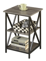 Tucson End Table with Shelves, Weathered Gray/Black