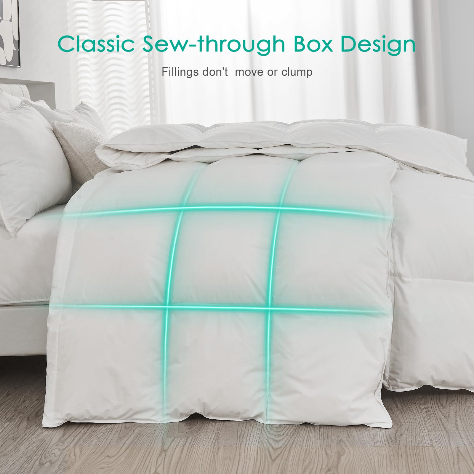 APSMILE Down Comforter King Size, Filled with Feather and Down Fiber Duvet, All Seasons White Ultra Soft King Duvet Insert, with Soft Cotton Blend Cover 106 × 90 inches