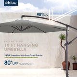 BANYAN 10 FT Patio Offset Umbrella Cantilever Hanging Umbrellas, 24 Month Fade Resistance