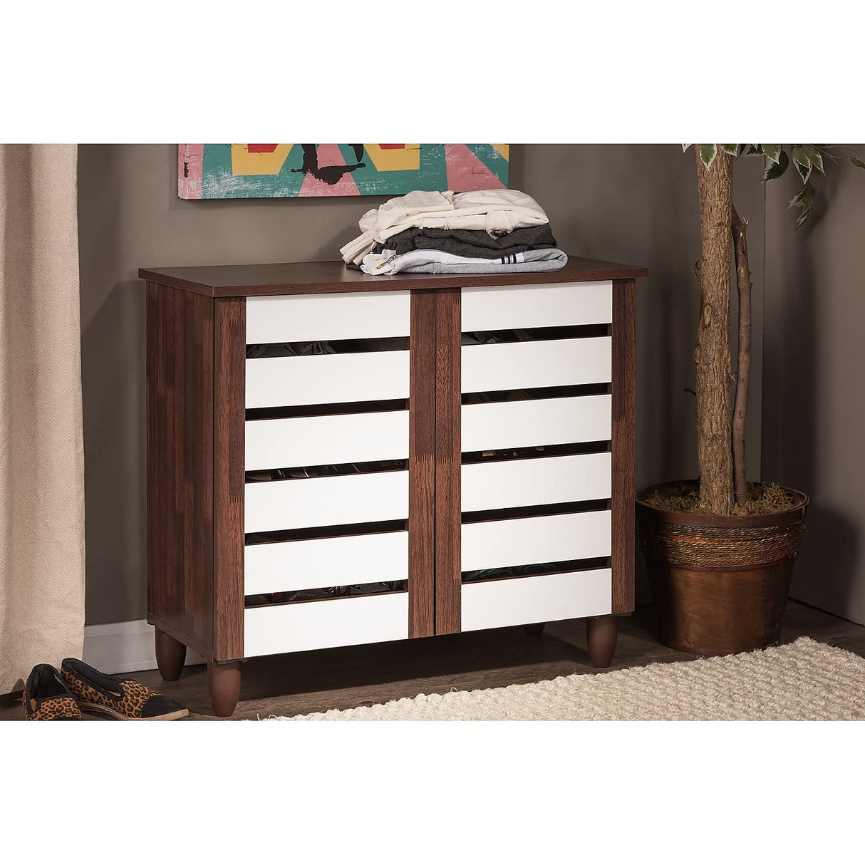 Gisela 2-Door Shoe Storage Cabinet, Brown (118-6518-HiT)