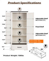 ACCOHOHO 72" Tall Farmhouse Kitchen Pantry with Adjustable Shelves, Wood Rustic Storage Cabinet with Drawer & Barn Doors, Versatile Storage for Dining Room, Living Room, Bathroom, White