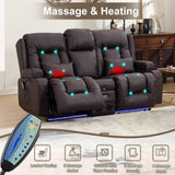 Home Theater Seating, Faux Leather Power Recliner Chair with Massage& Heat