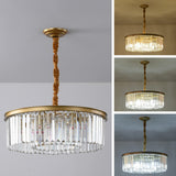 Gold Modern Crystal Chandelier, 2-Tier Round Flush Mount Ceiling Light Fixtures Height