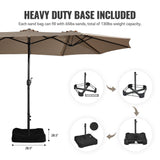 15ft Double Sided Patio Umbrella with Solar Lights (Base Included)