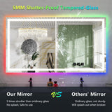 65x36 Inch RGB LED Bathroom Mirror with Front and Backlight