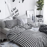 Striped Comforter Set Queen 3Pcs Black White Bedding Comforter Sets Farmhouse