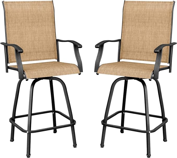 Patio Bar Stools Set of 2 All-Weather Outdoor Patio Furniture Set Counter Height Tall Patio