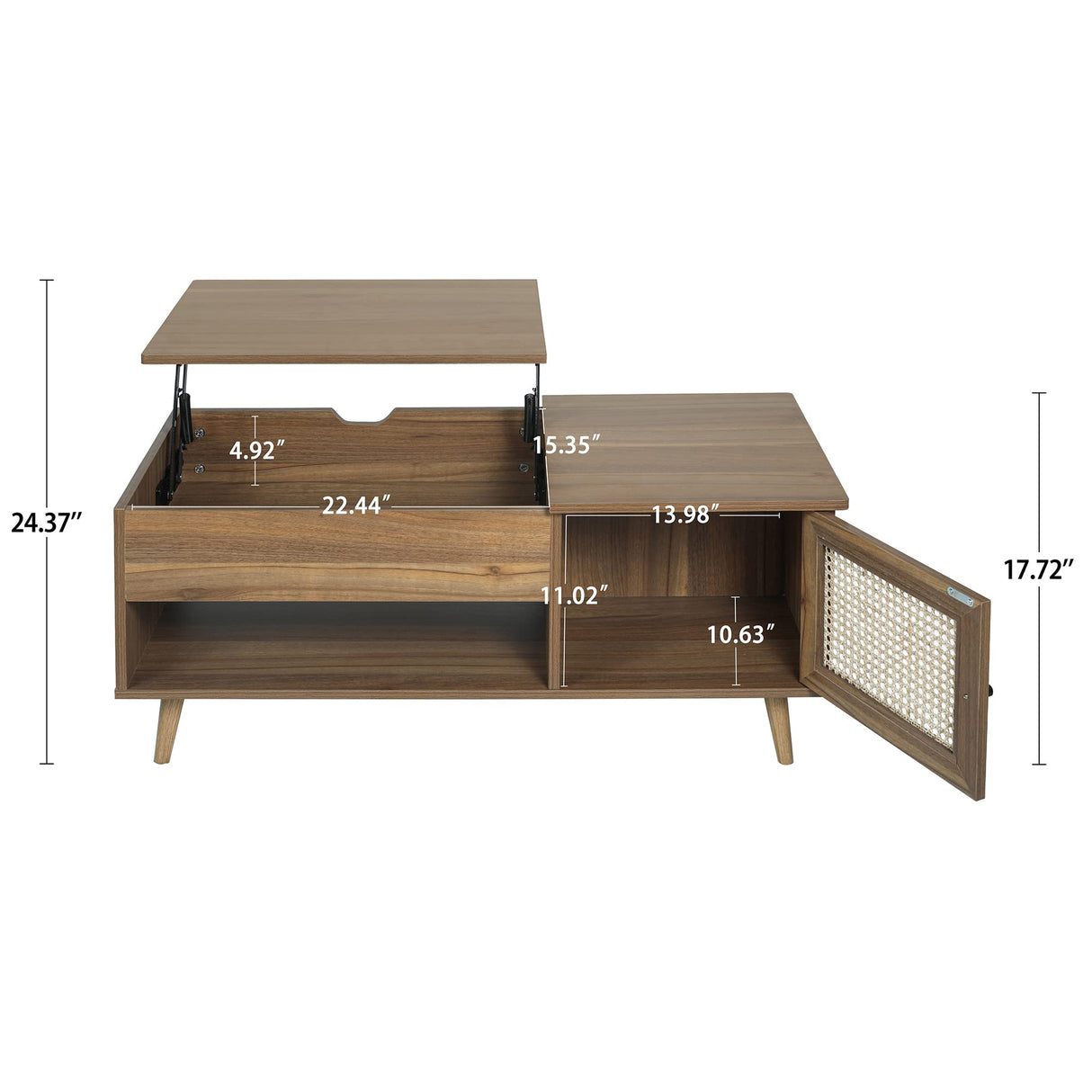 Lift Top Coffee Table with Hidden Compartment, Big Storage Space & Adjustable Storage