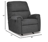 Miravel Casual Manual Rocker Recliner, Gray