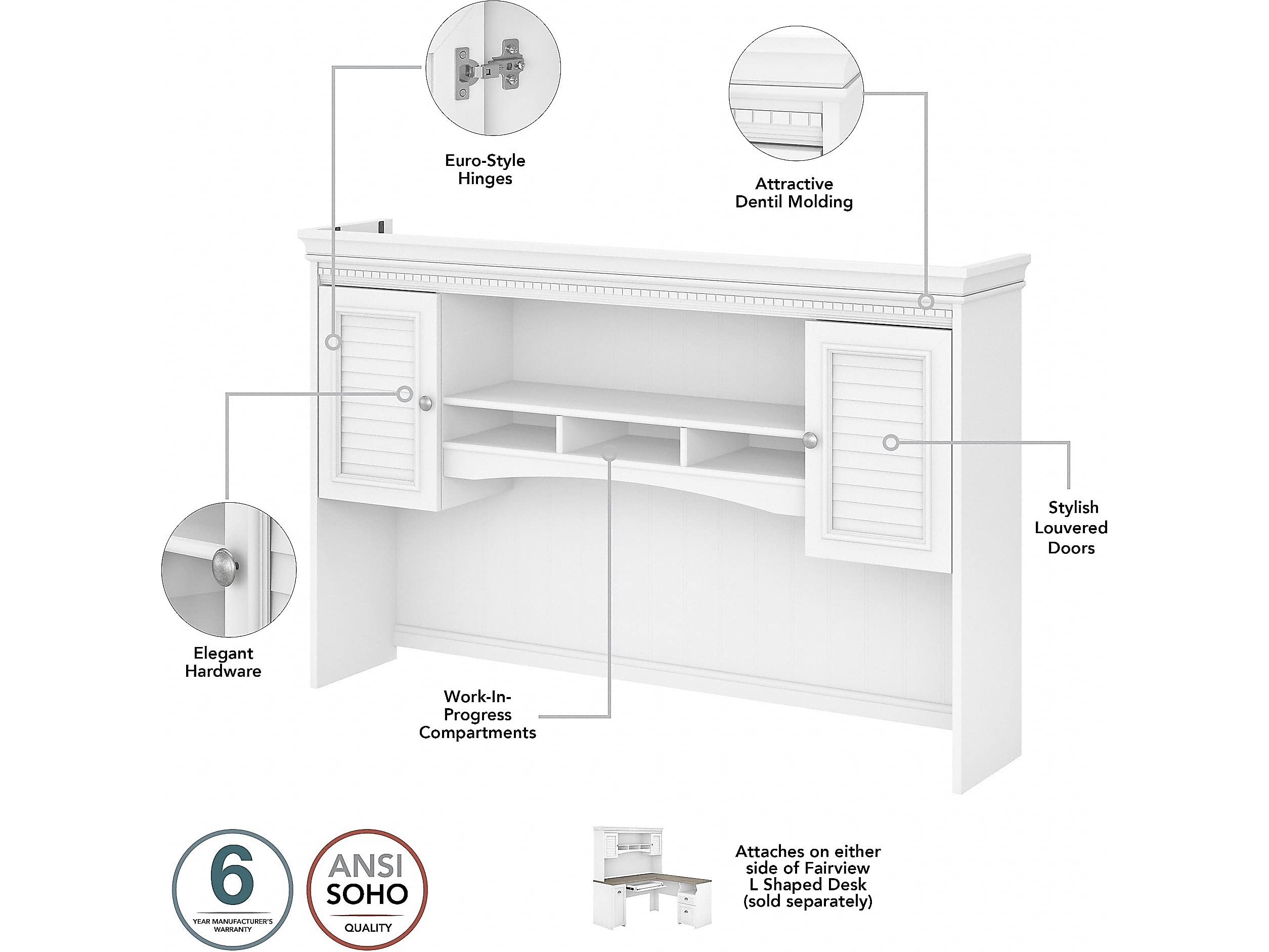 L-Shaped Desk with Hutch, Drawers & Storage