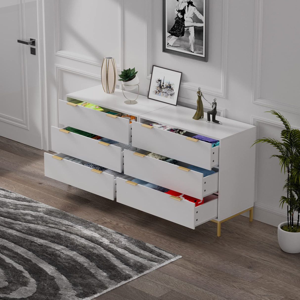 White Dresser for Bedroom, 3 Drawer Dresser with Spacious Storage Modern