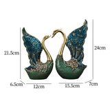 2Pcs Swan Figurines Statues Birds Figure Decors Home Resin Sculpture Love