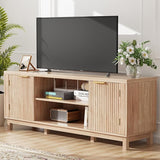 Fluted TV Stand,59'' TV Stands Entertainment Center with Storage Cabinet