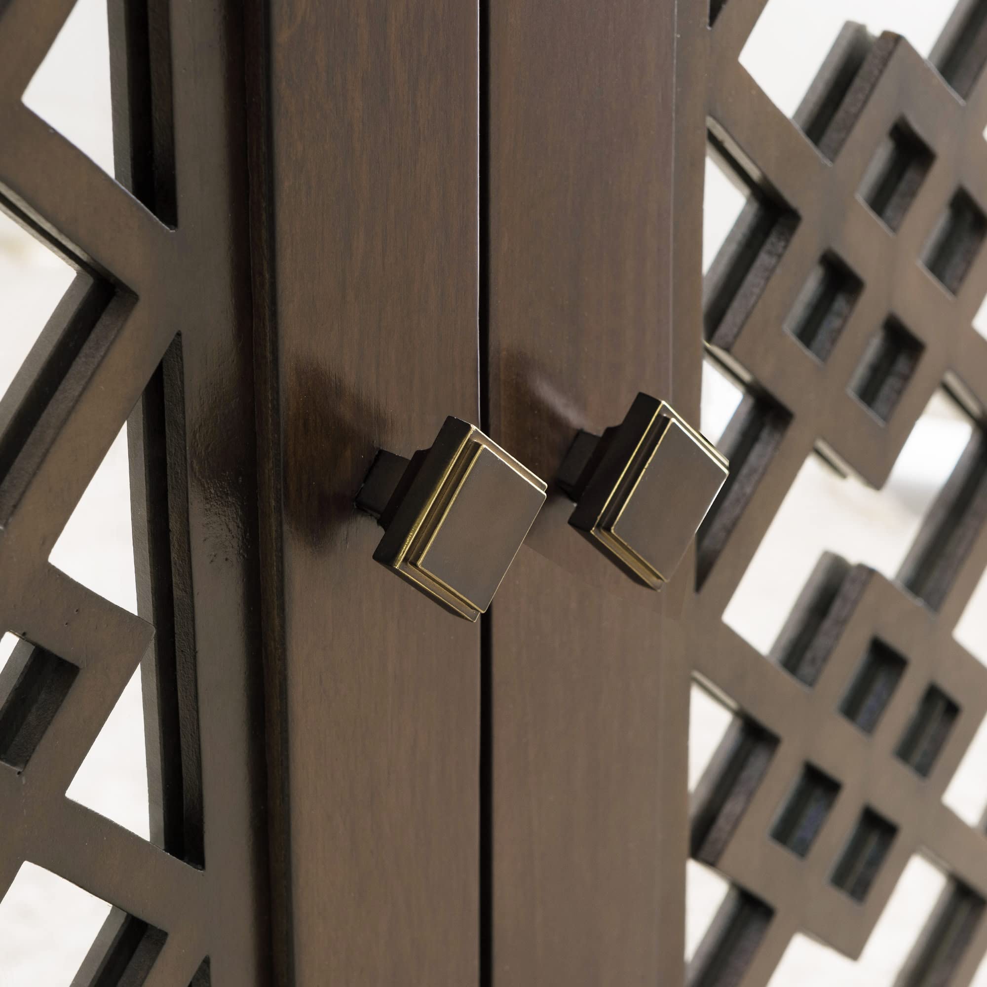 Leick Home 10083-WA Mirrored Diamond Filigree Hallstand/Entryway Table with Adjustable Shelf, Walnut