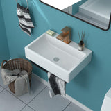 Wall Mount Bathroom Sink With Towel Rack - Funmier 21x14 Floating Vessel