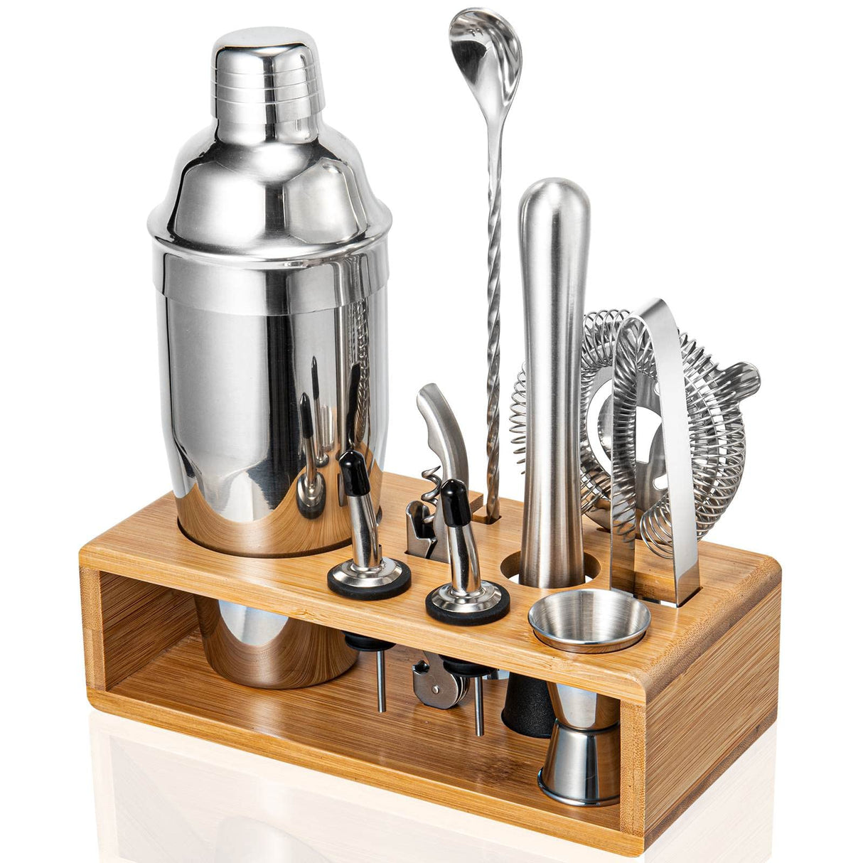 24-Piece Cocktail Shaker Bartender Kit with Stand, Boston Shaker